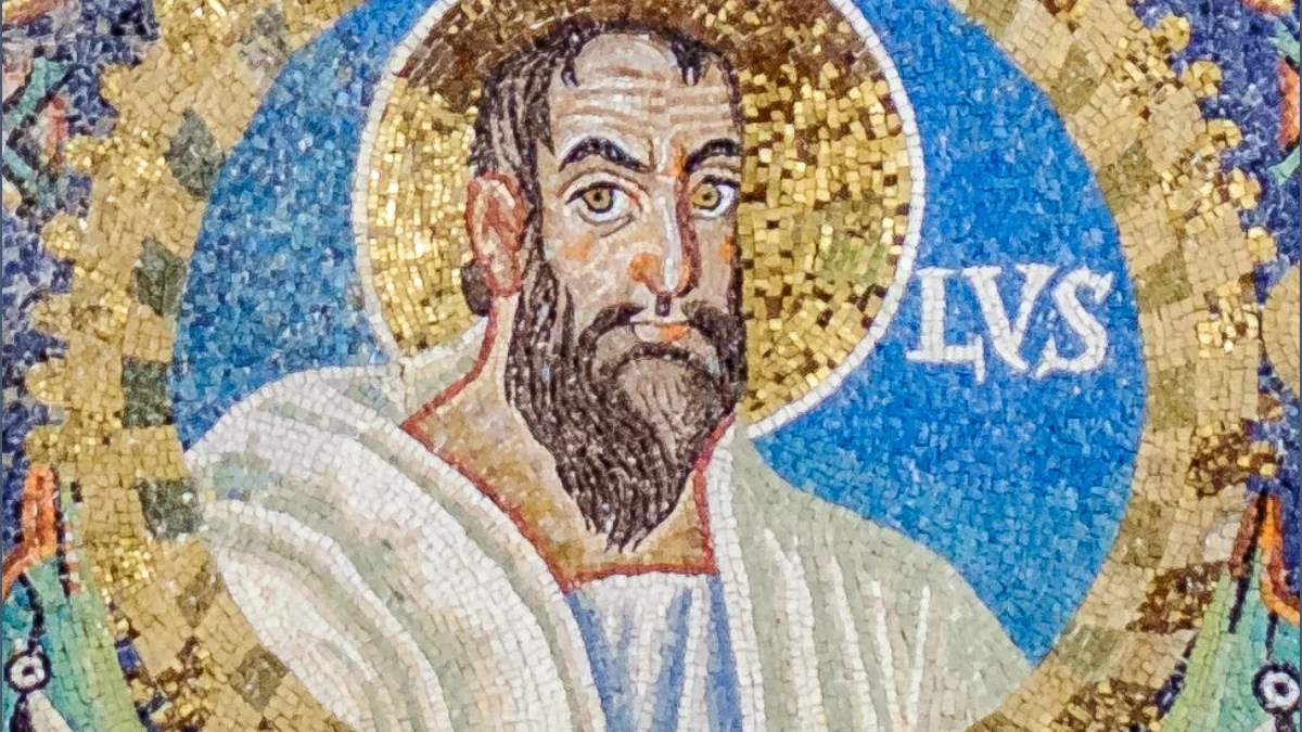 Paul the Apostle, detail of the mosaic in the Basilica of San Vitale, Ravenna, 6th century