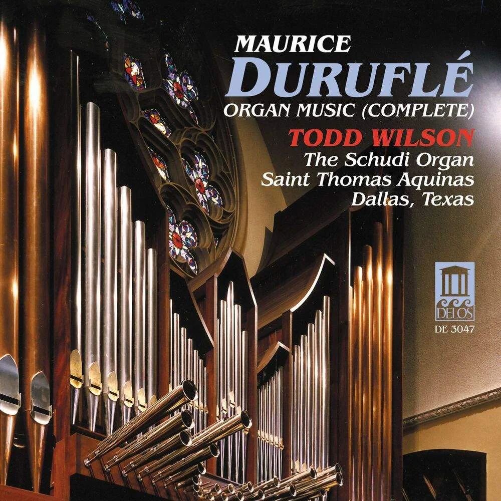 Photo of an organ with the text: maurice duruflé organ music (complete)